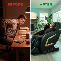 4D Massage Chair Full Body, Zero Gravity Massage Chair with Heat and Foot Massage with Airbags, Kneading, Bluetooth, LCD Touch Control - Black — Before & After