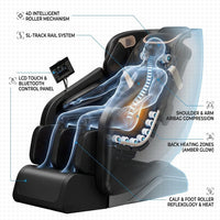 4D Massage Chair Full Body, Zero Gravity Massage Chair with Heat and Foot Massage with Airbags, Kneading, Bluetooth, LCD Touch Control - Black — How It Works
