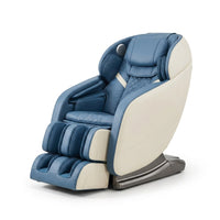 Blue Faux Leather Zero Gravity Recliner 3D Programmable Massage Chair — Studio Shot