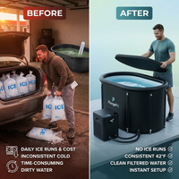 Ice Bath Chiller & Cold Plunge Tub Bundle, 1/3HP Cold Plunge Chiller with Built-In Pump & Filter, 148Gal Insulated Ice Bath Tub for Cold Therapy, Recovery, Muscle Relaxation & Wellness at Home — Before & After