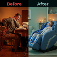 Massage Chair Built for Zero Gravity Relaxation, 3D Programmable Technology, Heat Therapy, Bluetooth Speakers — Before & After